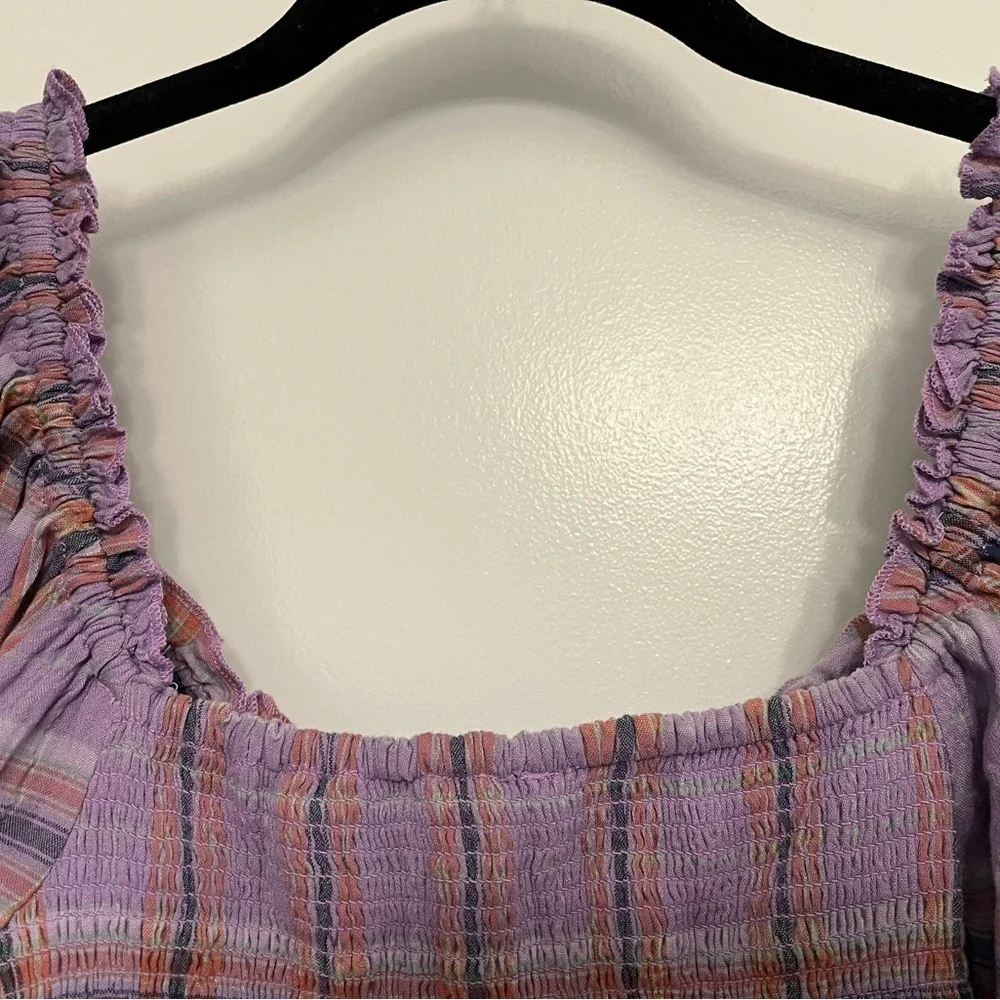 Free People Cherry Bomb cropped purple madras corset top size small petite SP - Picture 12 of 15